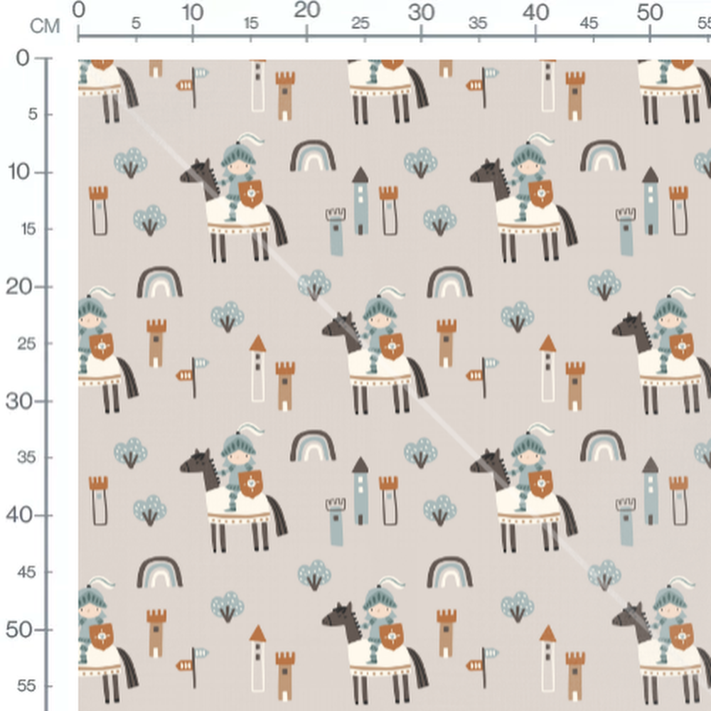 Tissu - Chevaliers et châteaux colorés