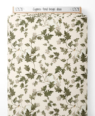Tissu - Cygnes sur fond beige doux