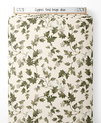 Tissu - Cygnes sur fond beige doux