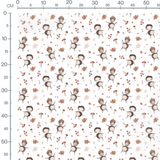 Tissu - Personnages et champignons blancs