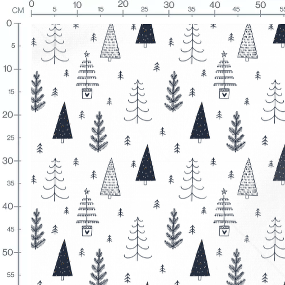 Tissu - Sapin stylisé noir et blanc