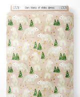 Tissu - Ours blancs et étoiles dorées