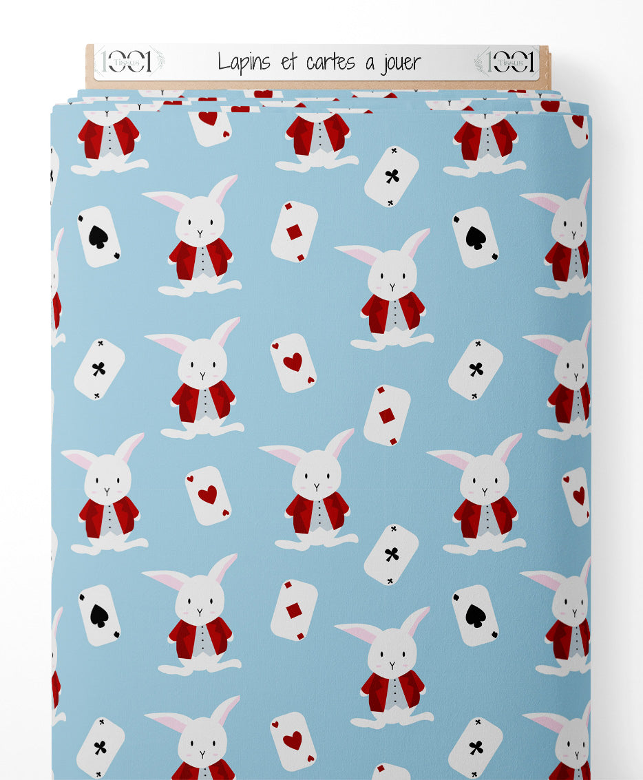 Tissu - Lapins et cartes à jouer