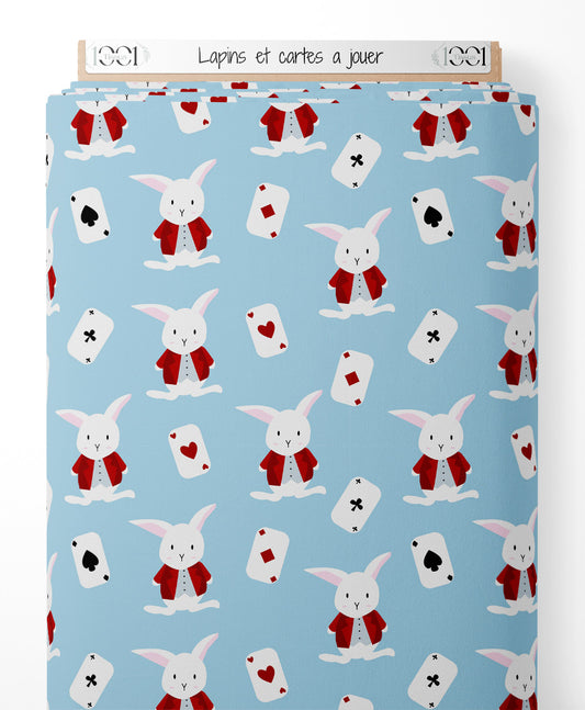 Tissu - Lapins et cartes à jouer