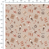 Tissu - Jouets de Noël sur beige