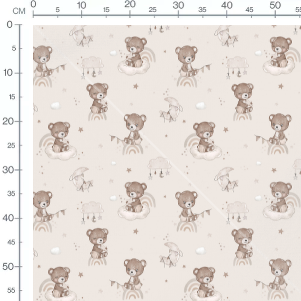 Tissu - Oursons bruns sur beige