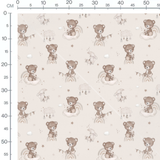 Tissu - Oursons bruns sur beige