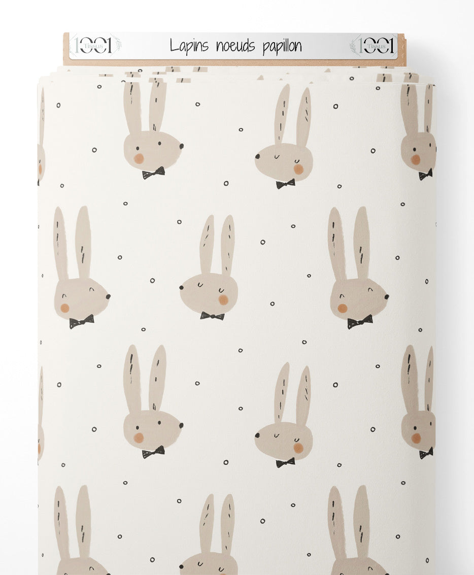 Tissu - Lapins noeuds papillon