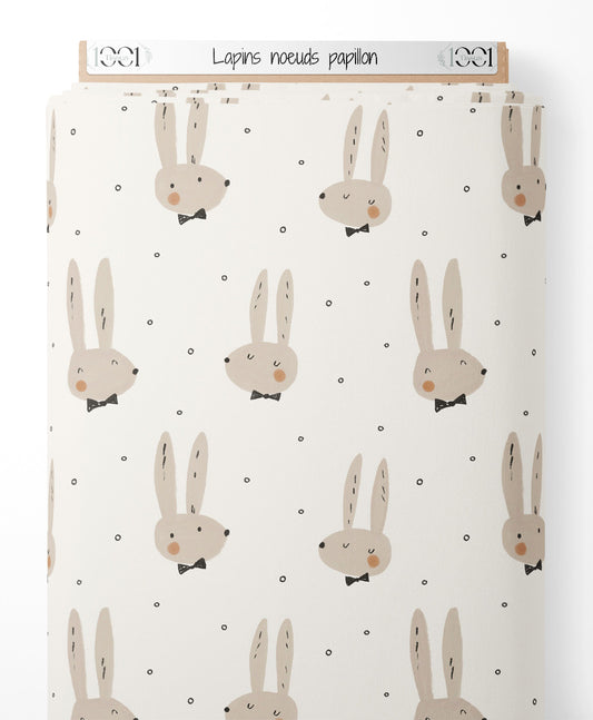Tissu - Lapins noeuds papillon