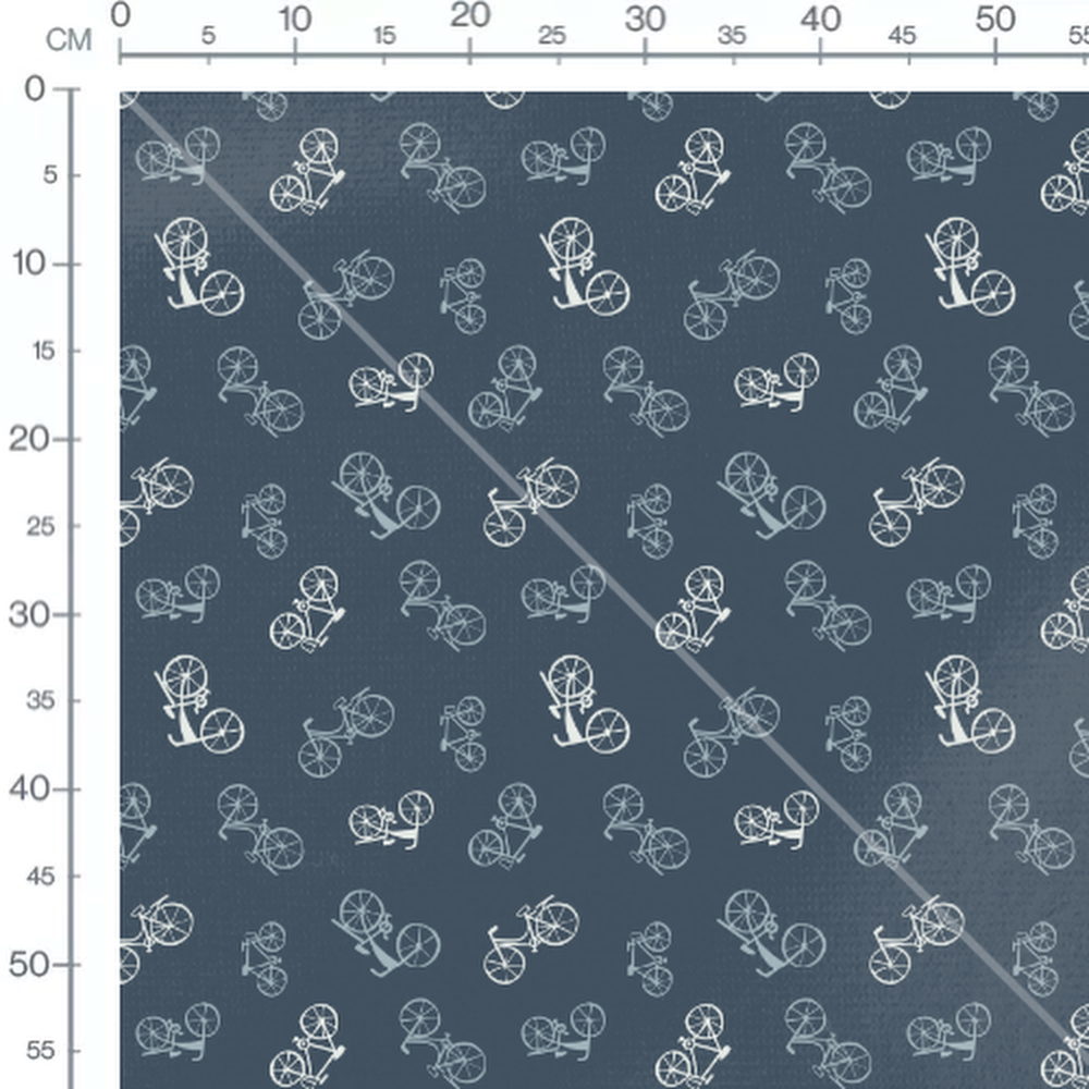 Tissu - Vélos blancs sur fond bleu