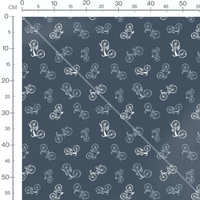 Tissu - Vélos blancs sur fond bleu