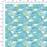 Tissu - Dauphins sous ciel bleu