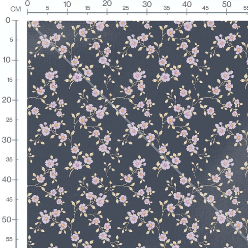 Tissu - Fleurs lilas sur fond sombre