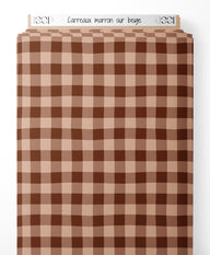 Tissu - Carreaux marron sur beige