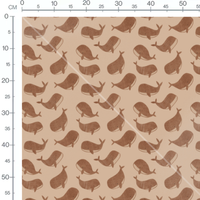 Tissu - Baleines marron sur beige