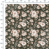 Tissu - Roses et feuillages sur fond sombre
