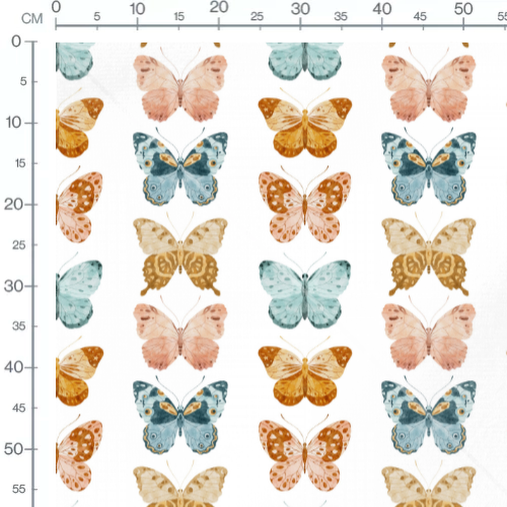 Tissu - Papillons pastel sur blanc