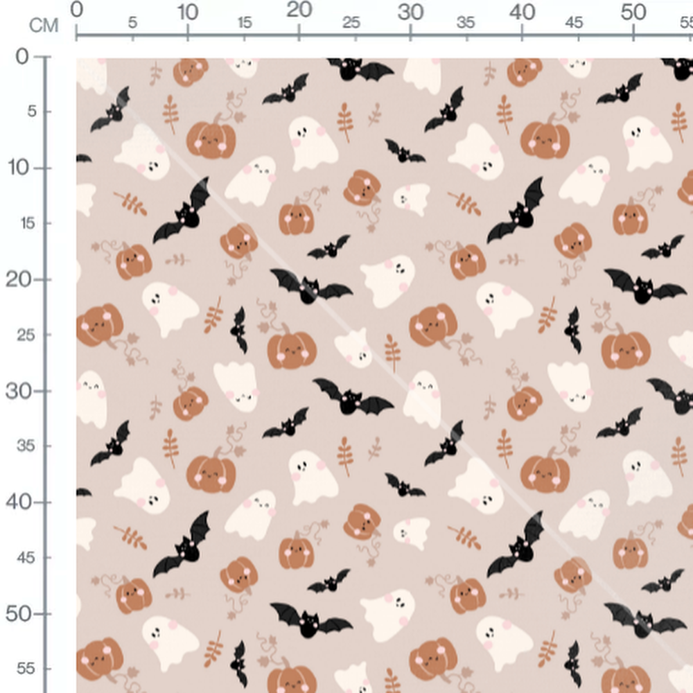 Tissu - Fantômes joyeux et citrouilles