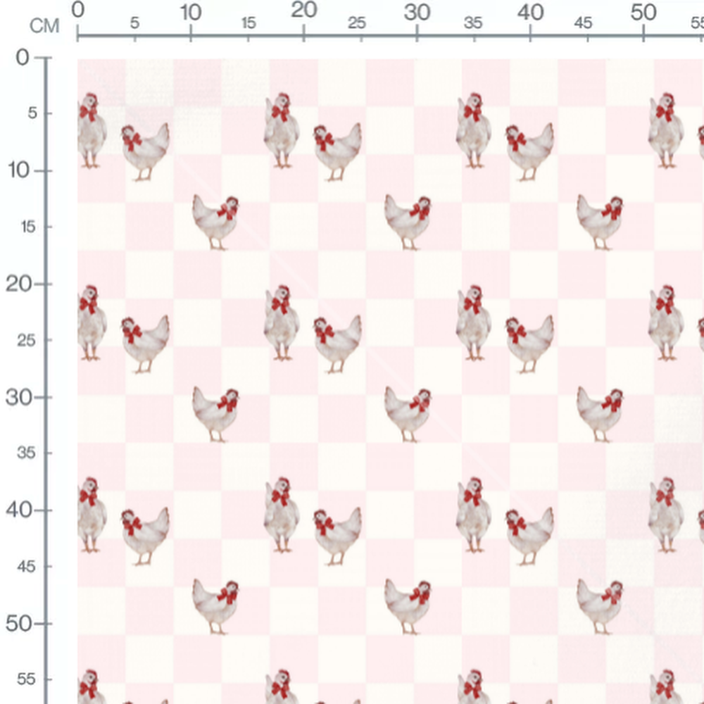Tissu - Poules nœud rouge