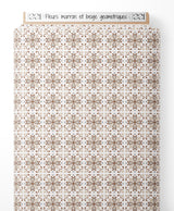 Tissu - Fleurs marron et beige géométriques