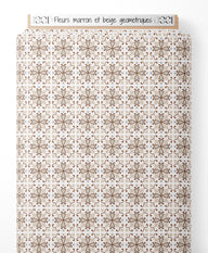 Tissu - Fleurs marron et beige géométriques