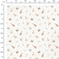 Tissu - Instruments variés en pastel