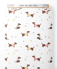 Tissu - Chiens avec pulls colorés