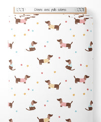 Tissu - Chiens avec pulls colorés