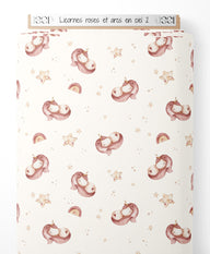 Tissu - Licornes roses et arcs-en-ciel 2