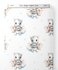 Tissu - dragon mignon hiver