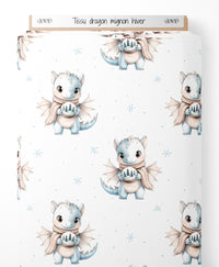 Tissu - dragon mignon hiver