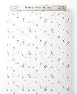 Tissu - Branches vertes sur blanc