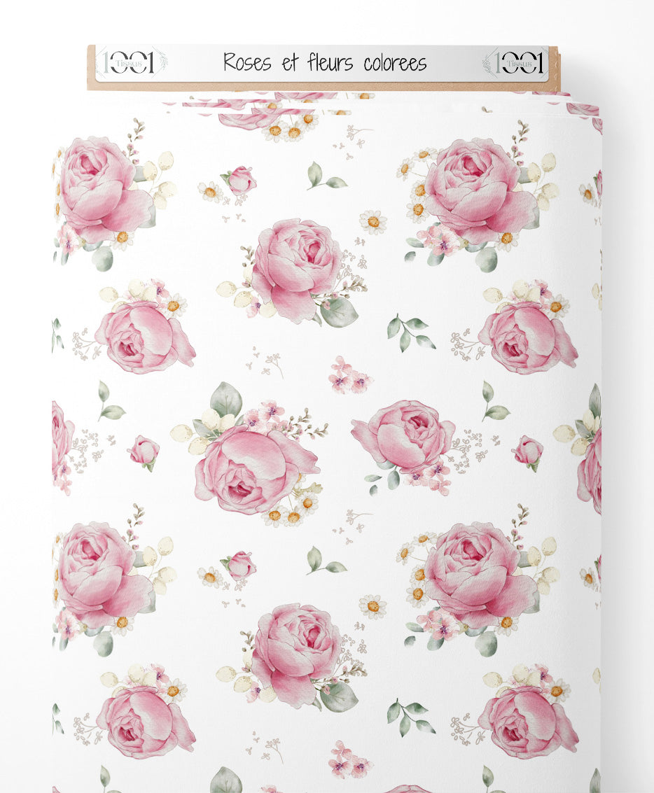 Tissu - Roses et fleurs colorées