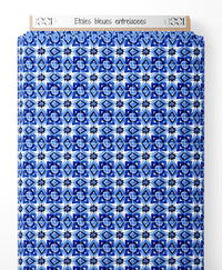 Tissu - Étoiles bleues entrelacées