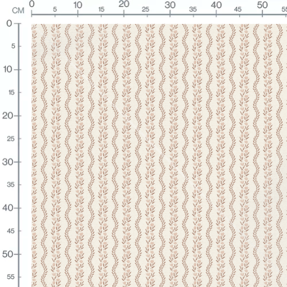 Tissu - Fleurs et feuilles beige