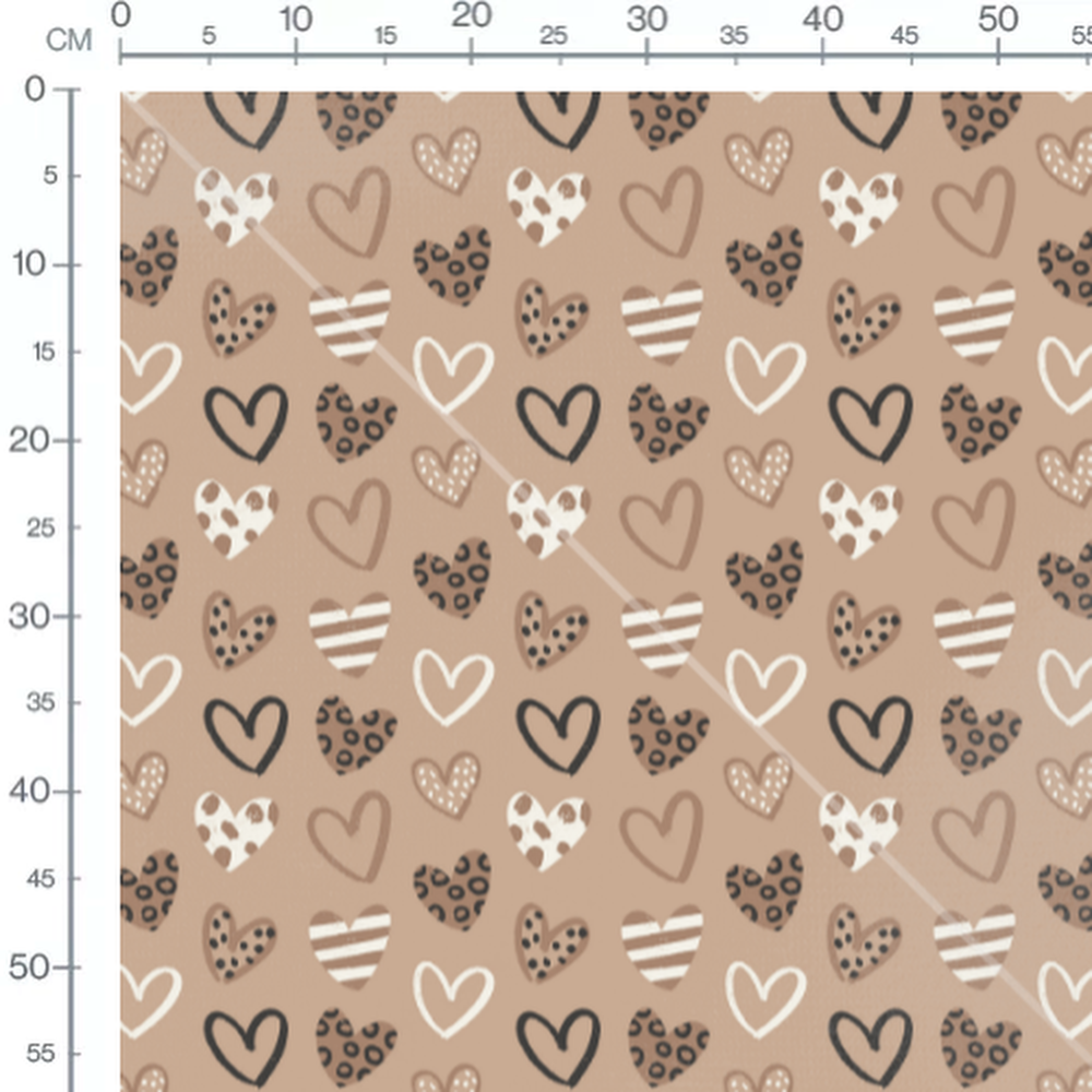 Tissu - Cœurs motifs variés