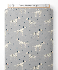 Tissu - Chiens dalmatiens sur gris