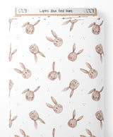 Tissu - Lapins doux sur fond blanc