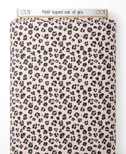 Tissu - Motif léopard noir et gris