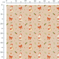 Tissu - Licornes Noël fond beige