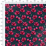 Tissu - Fleurs rouges sur fond sombre