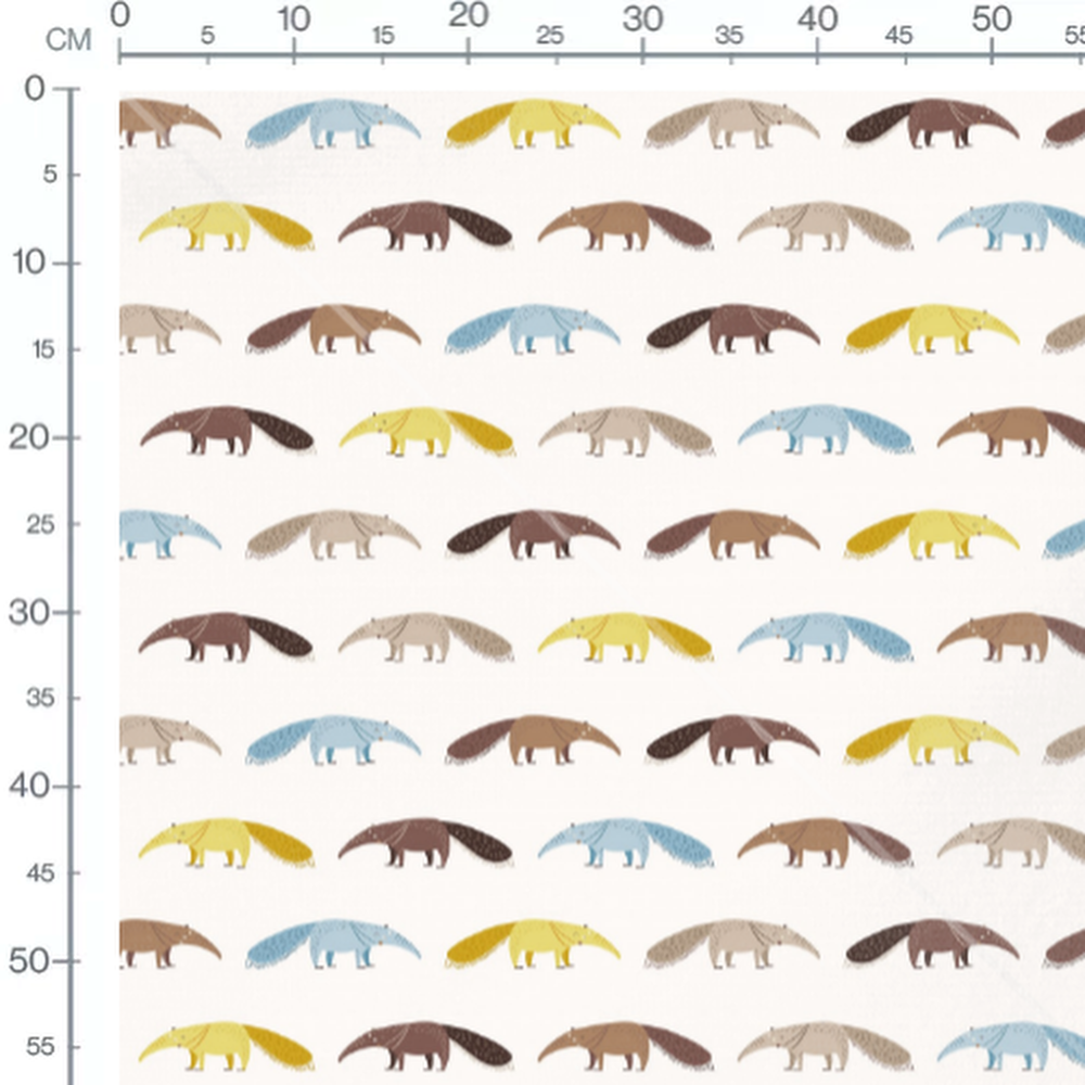 Tissu - Fourmiliers multicolores sur fond