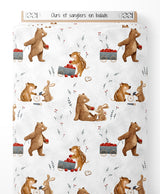 Tissu - Ours et sangliers en balade