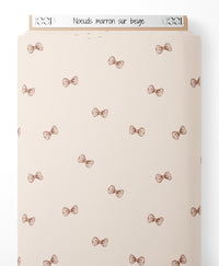 Tissu - Noeuds marron sur beige