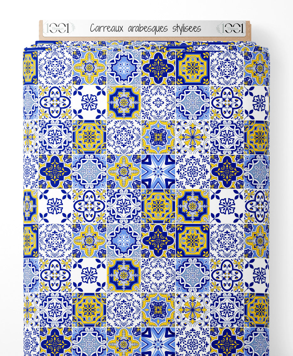 Tissu - Carreaux arabesques stylisées