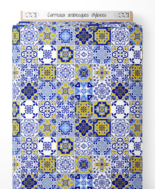 Tissu - Carreaux arabesques stylisées