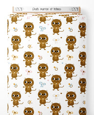 Tissu - Chats marron et tétines