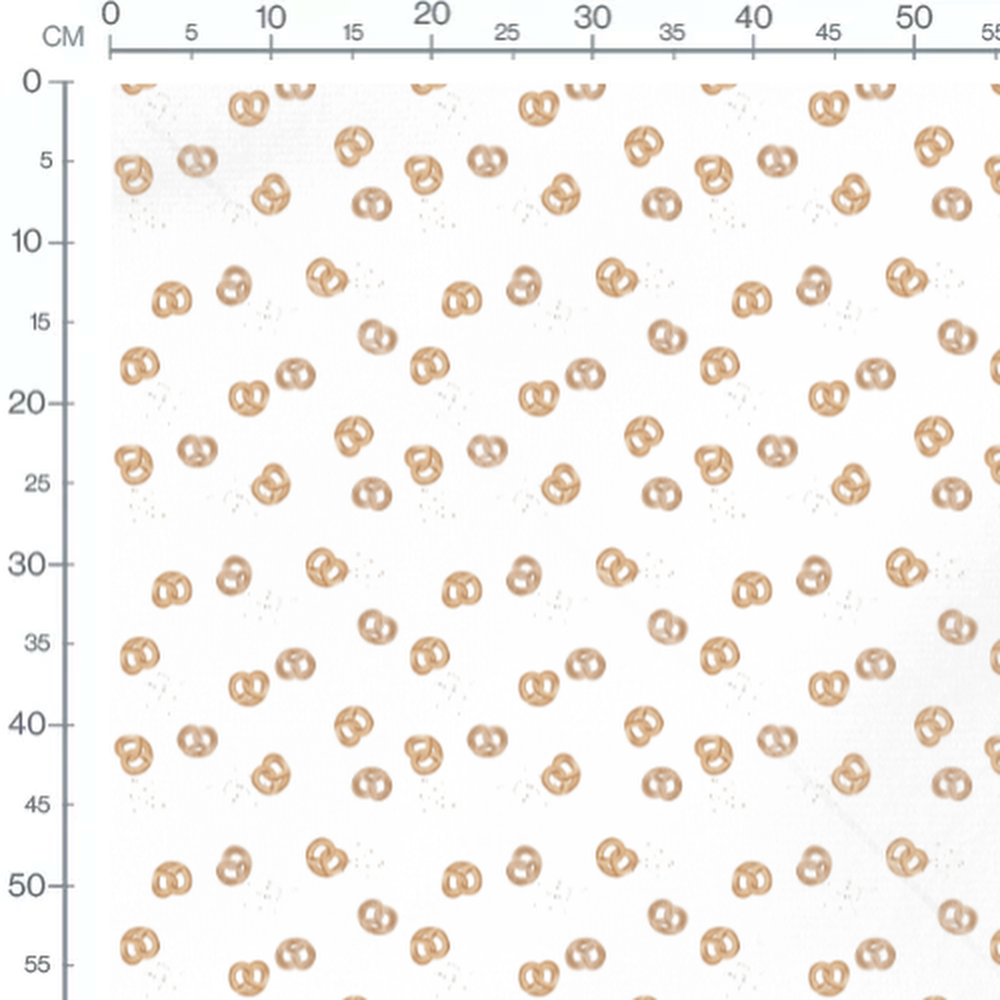 Tissu - Bretzels dorés et grains de sel