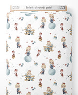 Tissu - Enfants et renards pastel