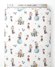 Tissu - Enfants et renards pastel